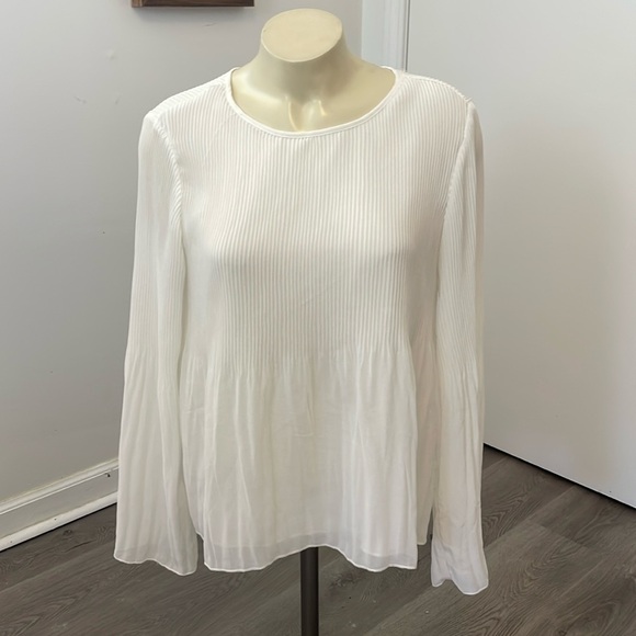 Stradivarius White Long Sleeve Layered Pleated Top - Picture 1 of 6